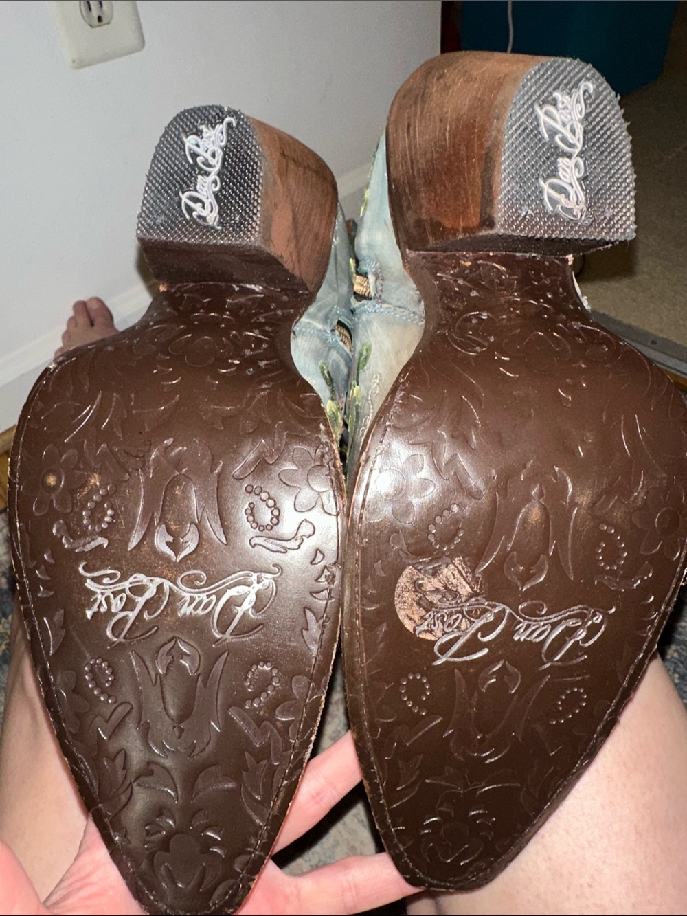 Dan Post Flower Child Leather Boot - Turquoise Sz 10M (NEW Floor Model) - Picture 9 of 12